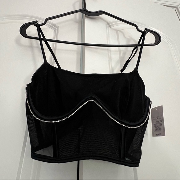 Auden mesh black corset tank top 
 rhinestone, Sz S NWT - Picture 1 of 5